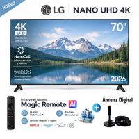 Televisor LG LED 70 Pulg UHD 4K ThinQ AI 70NU850BPSD y Antena Digital