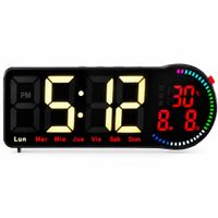 Reloj Digital LED de Mesa y Pared 26x9.5 cm con Temperatura Calendario y Alarma