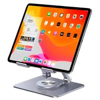 Soporte Giratorio Para Tablet Metal con Base Plegable Plomo