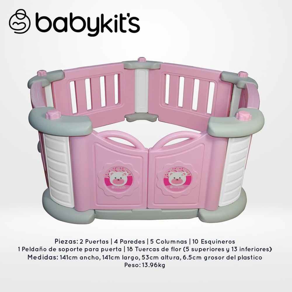 Corral Pentagono para bebés y niños Rosado