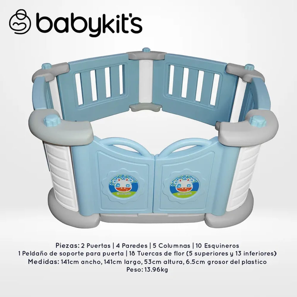 Corral Pentagono para bebés y niños Celeste