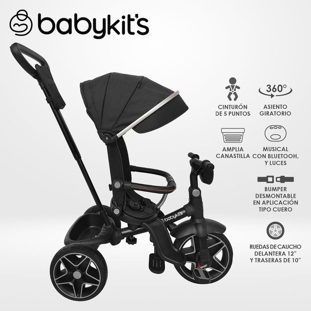 Triciclo Explorer Giro 360 LX - 5en1 Negro