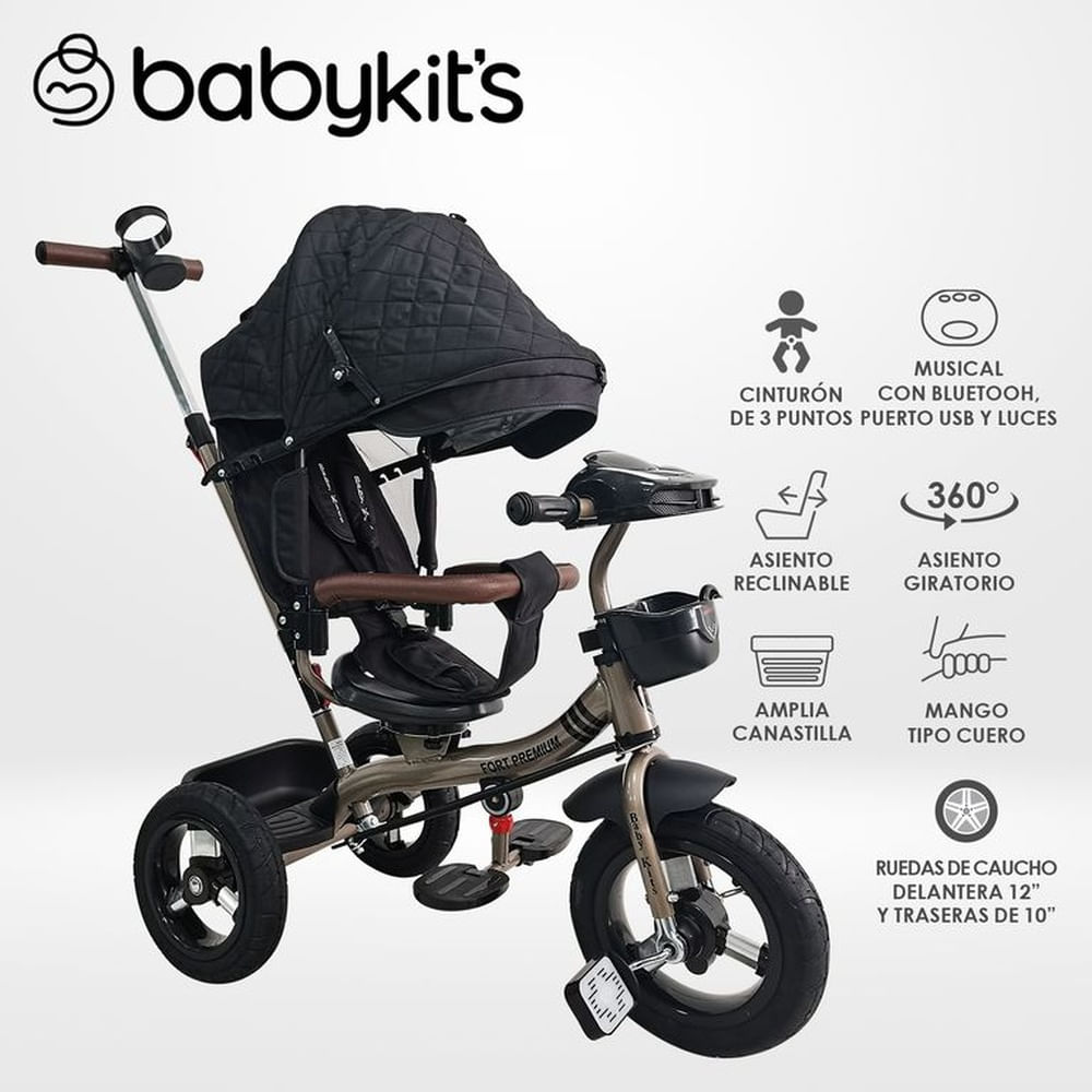 Triciclo Fort Premium Gold - 5 en 1 Negro