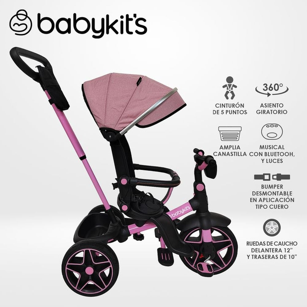 Triciclo Explorer Giro 360 LX - 5en1 Rosado