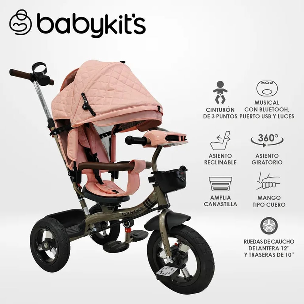 Triciclo Fort Premium Gold - 5 en 1 Rosado Claro