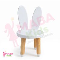 Silla Infantil De Madera Modelo Conejo Blanco