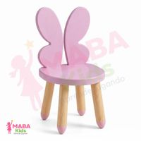 Silla Infantil De Madera Modelo Mariposa Rosada