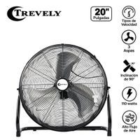 Ventilador Industrial de Piso Trevely VT-20 20 110 Watts 3 Velocidades Negro