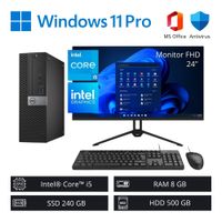 Computadora PC Dell Intel Core i5 7ª Gen 3,80 GHz 8GB RAM 240GB SSD 500GB HDD + Monitor 24"" FHD