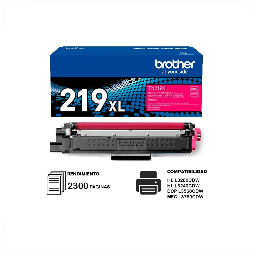 TONER BROTHER TN-219XL PARA L3560, L3760, L3280, 2300 PAGINAS, MAGENTA