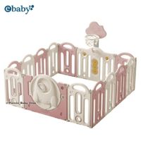 Corral de Juegos con Alfombra 155x155 -LITTLE LAND- Rosa Pastel - LITTLELAND-002