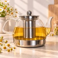 TETERA PARA INFUSIONES DE VIDRIO BOROSILICATO Y ACERO INOXIDABLE 1 LITRO