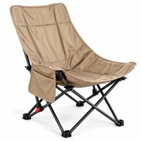 Silla Plegable para Camping Portátil Oxford 600D con Bolsa de Transporte Beige