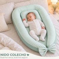 Nido Colecho Para Bebé Con Almohada 85x50 Con Forro- Verde