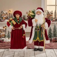 Muñecos Papa Noel y Mamá Noel 90cm Decoración Navideña