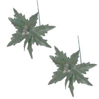 Set de 2 Flores Navideñas Tipo Cardinal Verde FN181 FLORIPASTORE