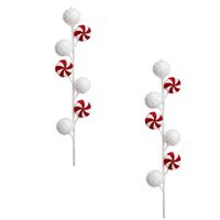 Pack De 2 Varas Navideñas Con Bolitas Rojas Y Blancas De 65Cm Fn260 Floripastore