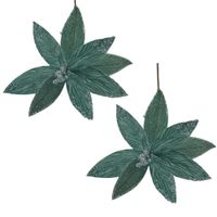 Set de 2 Flores Navideñas Tipo Cardinal Verde FN179 FLORIPASTORE