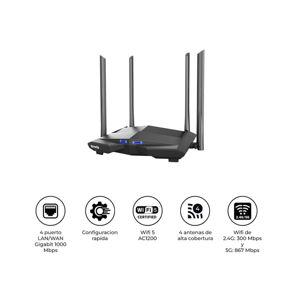 Router WiFi Tenda AC10 AC1200 Gigabit Doble Banda