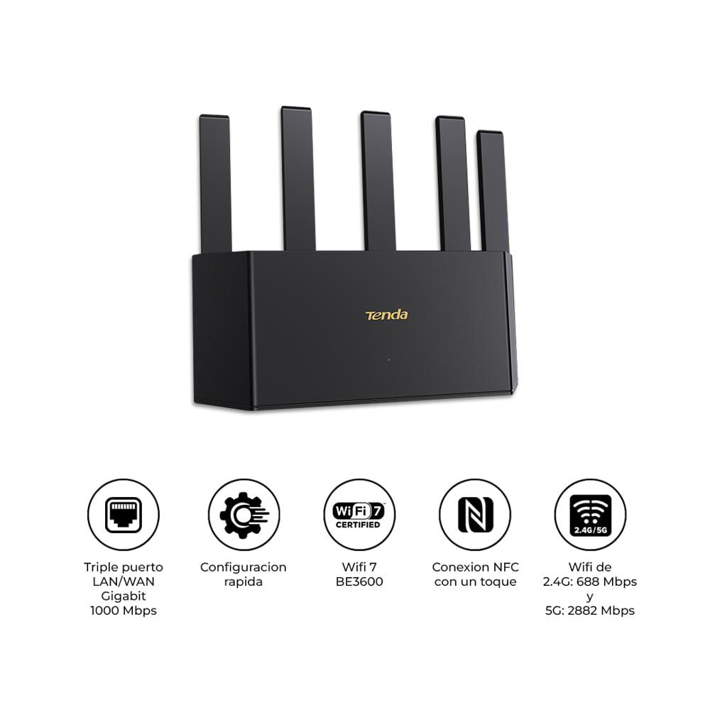 Router WiFi 7 Tenda TE3L BE3600 Mesh 3570Mbps 5 Ant