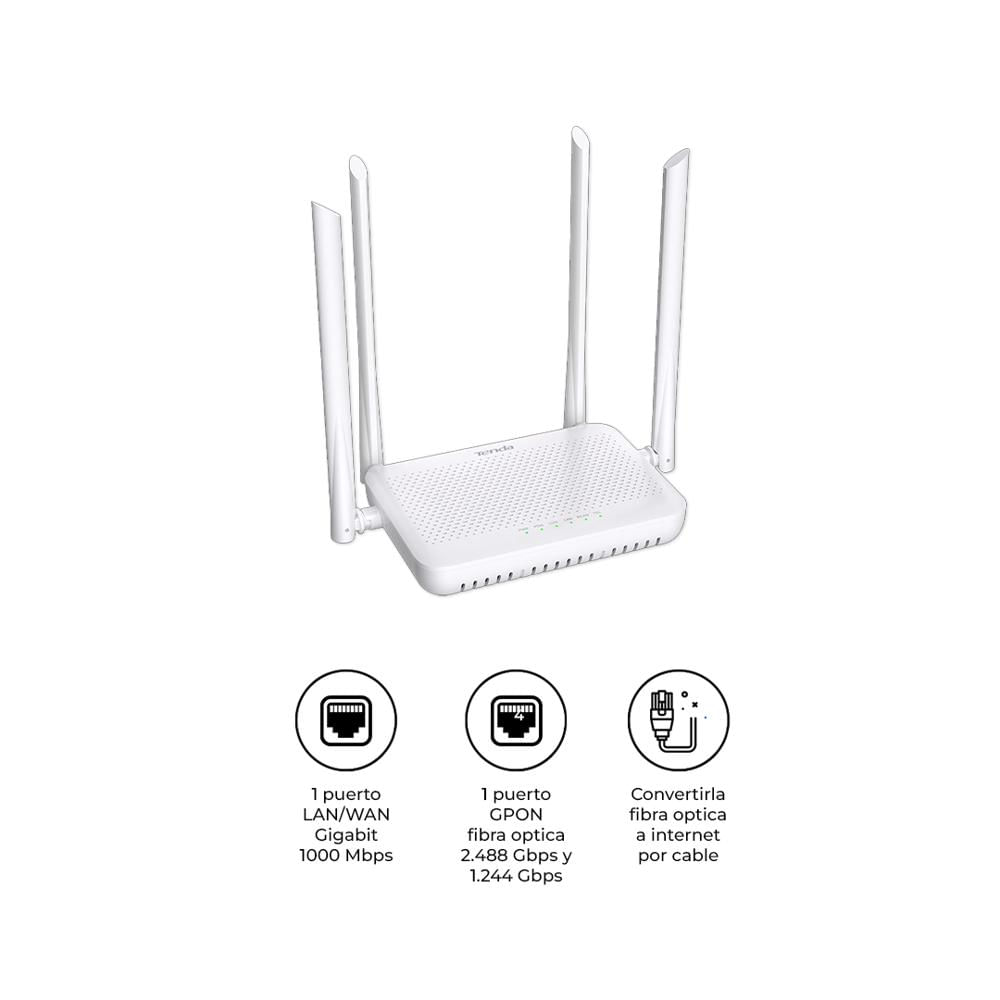 ONT Tenda HG10 AC1200 WiFi Doble Banda 4 Antenas