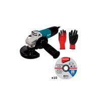 ESMERIL ANGULAR 4-1/2"" 850W M9510B (X1) + DISCO ABRASIVO A-85307 (X10) + GUANTES MAKITA (X1)