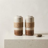 Set x2 Jarrones Decorativos Boho Terra Marrón 11x22 cm ZALMOHADAS