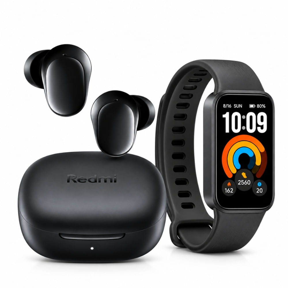 Combo Xiaomi Audífonos Redmi Buds 6 Play Negro Más Smart Band 11 Active Negro