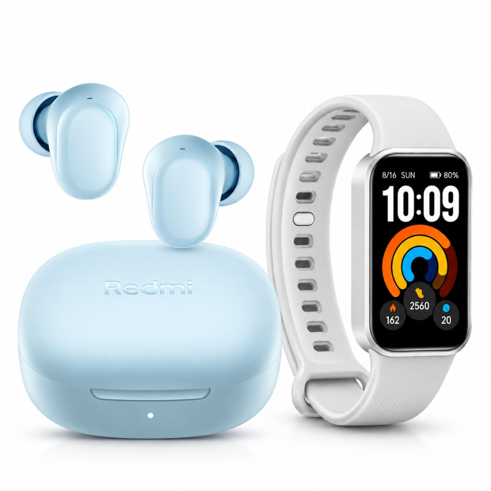 Combo Xiaomi Audífonos Redmi Buds 6 Play Celeste Más Smart Band 11 Active Gris