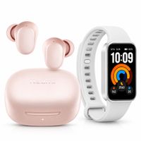 Combo Xiaomi Audífonos Redmi Buds 6 Play Rosado Más Smart Band 11 Active Gris