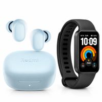 Combo Xiaomi Audífonos Redmi Buds 6 Play Celeste Más Smart Band 11 Active Negro