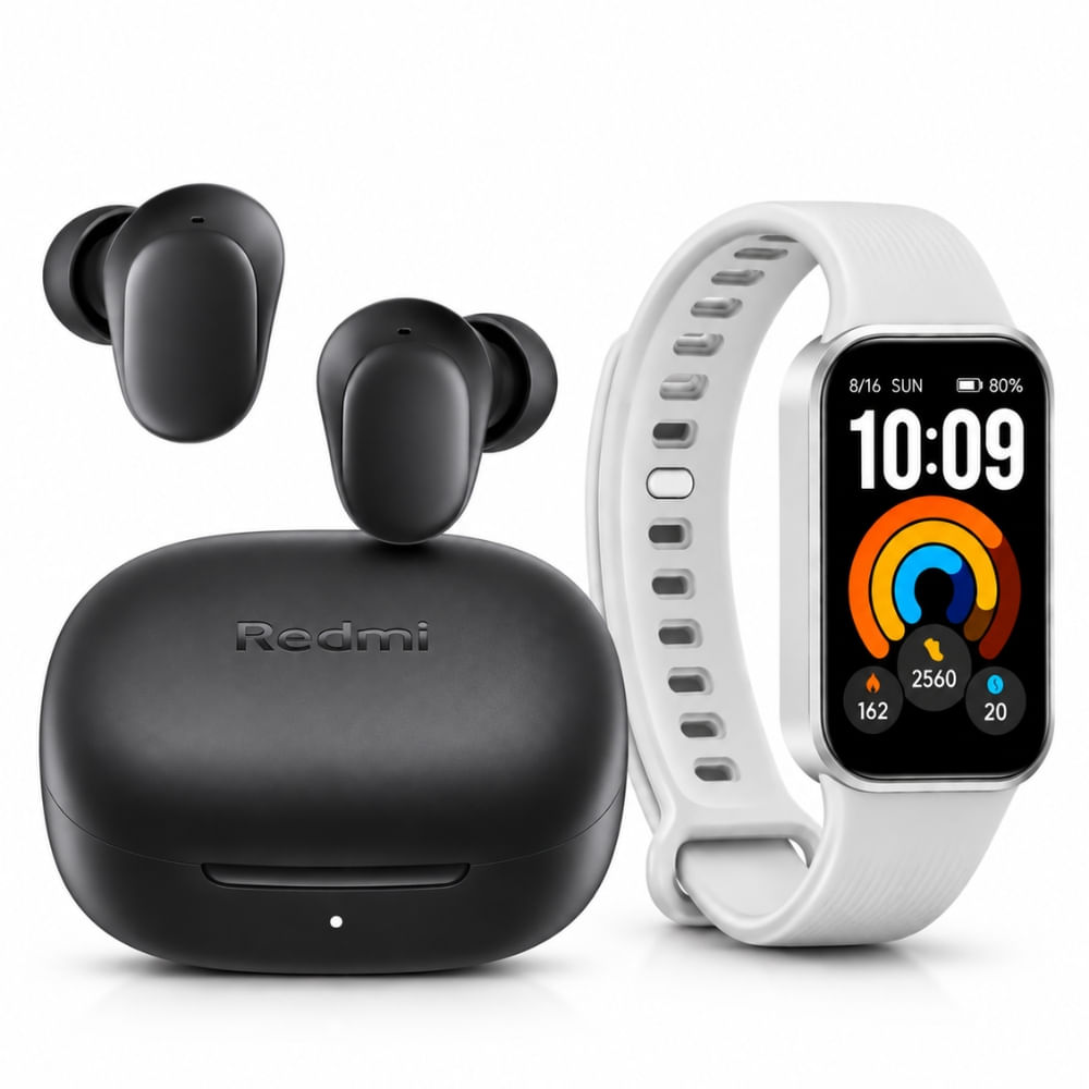 Combo Xiaomi Audífonos Redmi Buds 6 Play Negro Más Smart Band 11 Active Gris