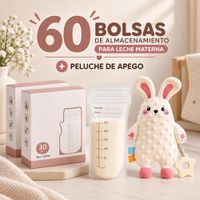 Pack 60 Bolsas para Leche Materna 250 ml Peluche apego Conejito Bebé