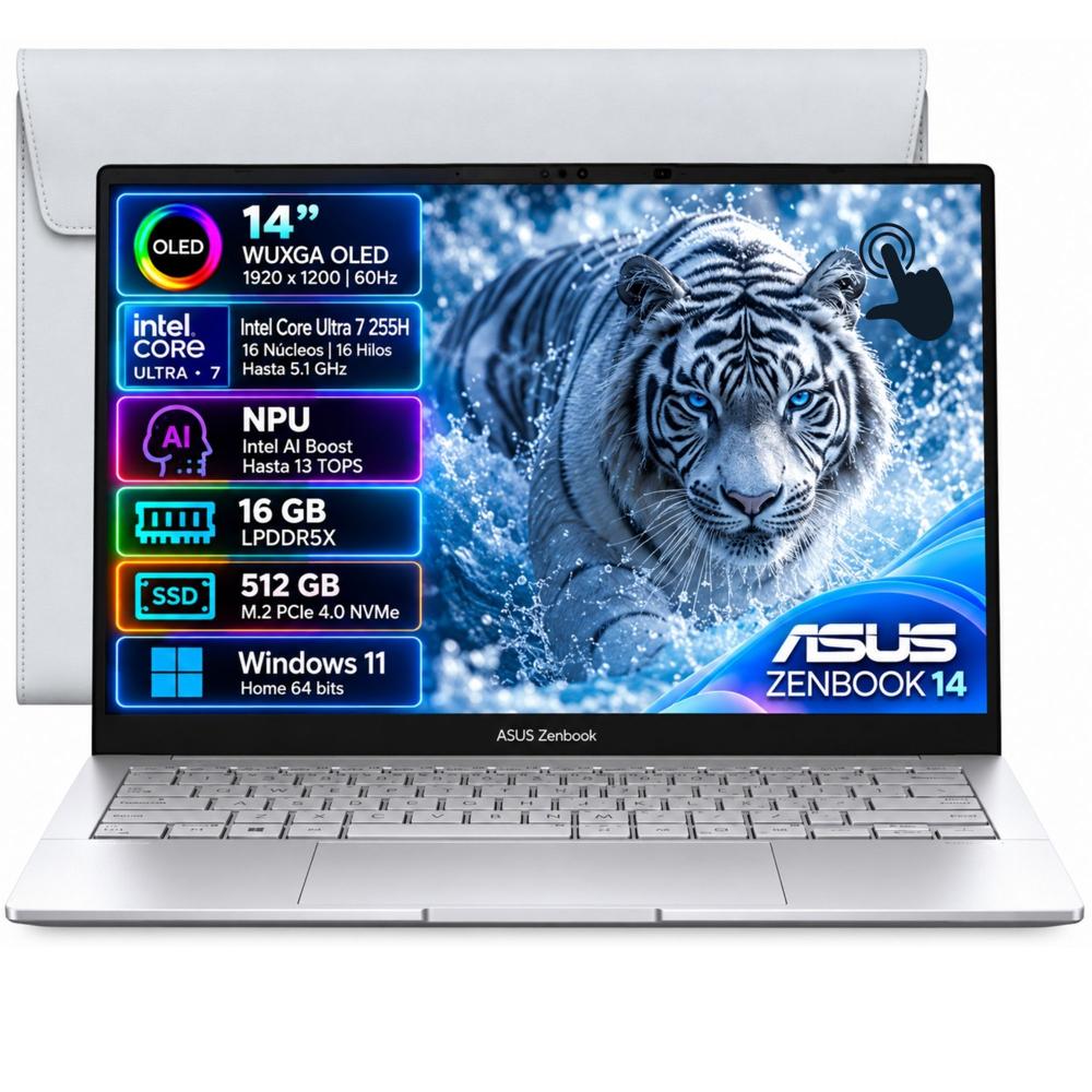 LAPTOP ASUS ZENBOOK 14 INTEL CORE ULTRA 7 255H RAM 16GB SSD 512GB 14 OLED TACTIL