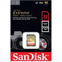 Memoria SD SanDisk Extreme 32GB UHS-I Clase 10 U3 V30 100MB/s 4K SDXC