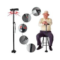Bastón Plegable Ajustable Con 5 Niveles De Altura Y Linterna