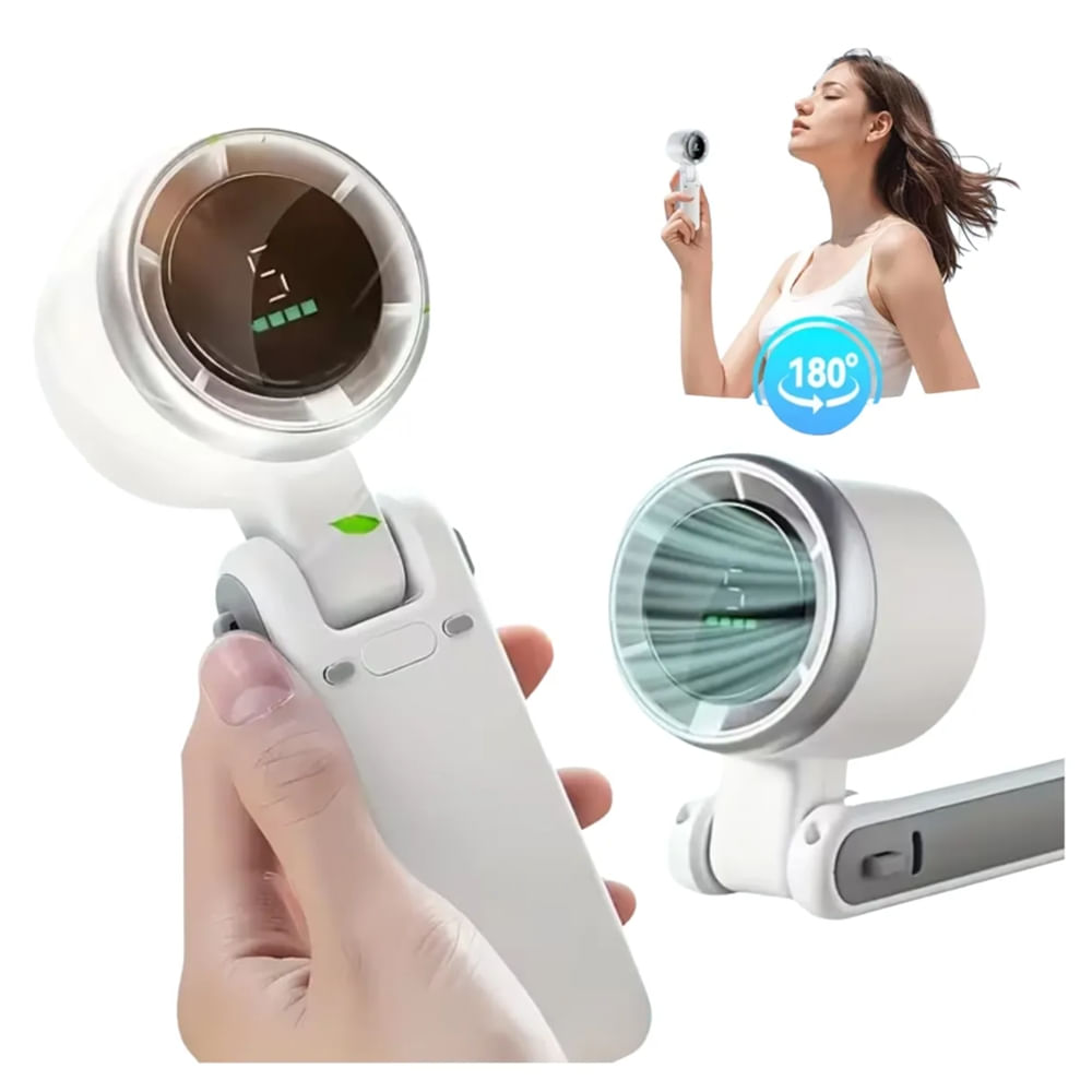 Ventilador Portátil Recargable Alta Velocidad Pantalla LED 5 Niveles