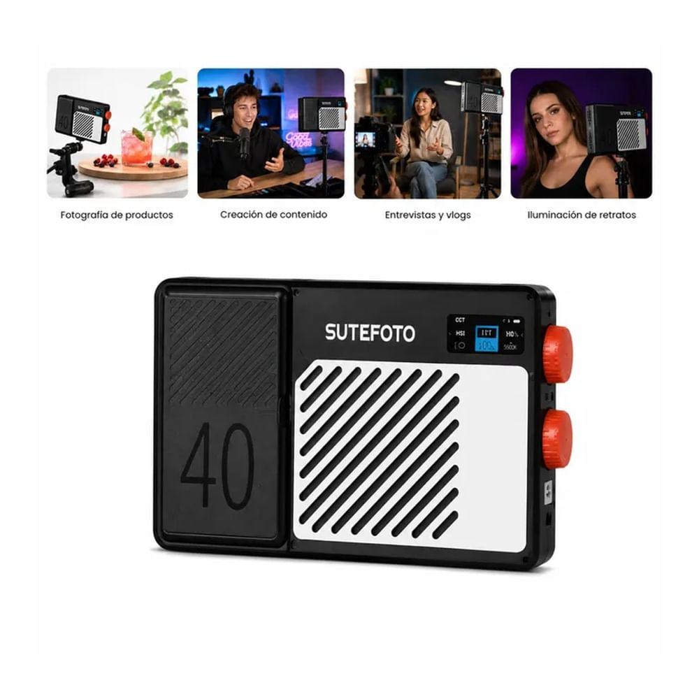 Luz LED RGB SUTE FOTO T40C Profesional para Fotografía Video y Streaming