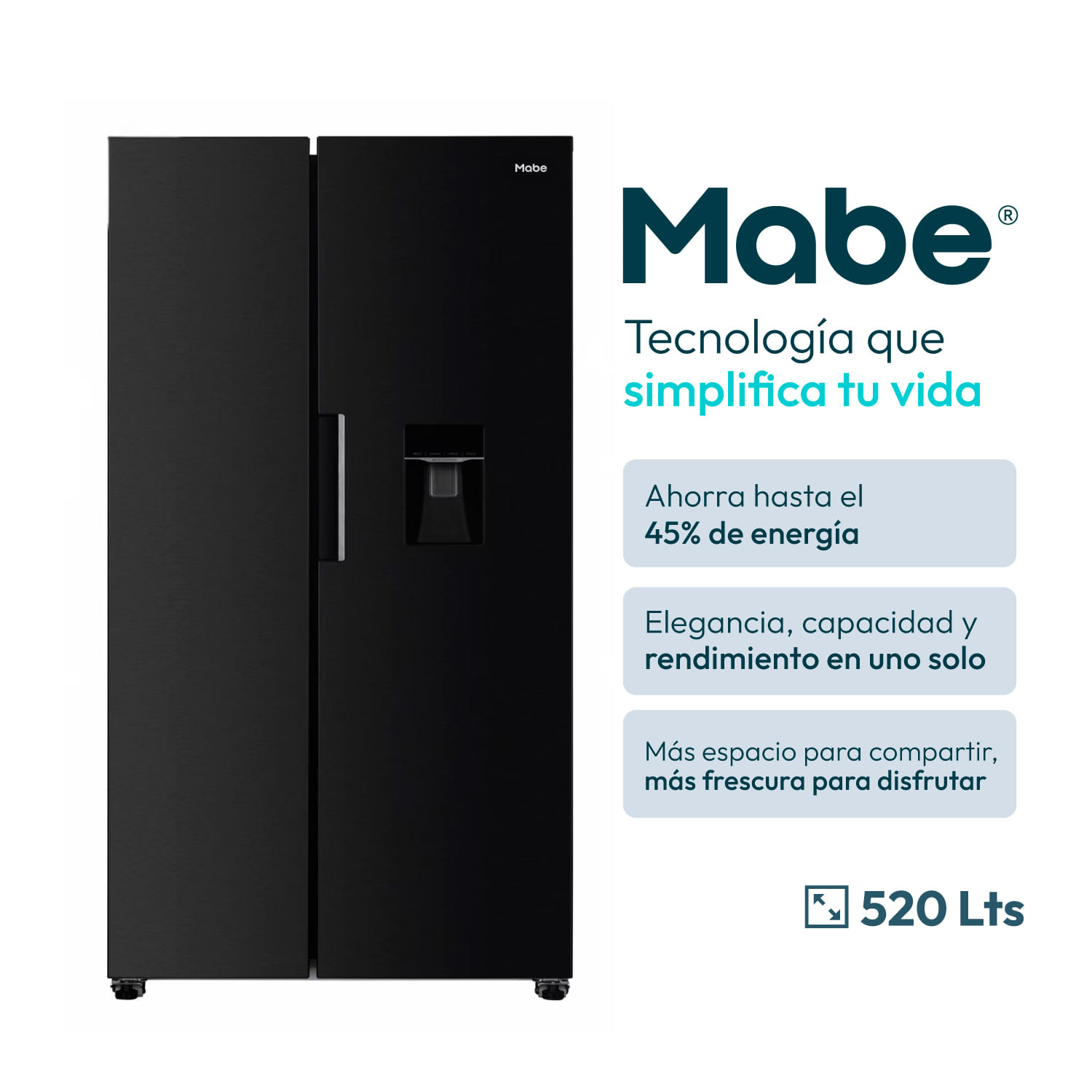Refrigeradora Mabe 520L Side By Side No Frost MSD565QMLSP0 Negro