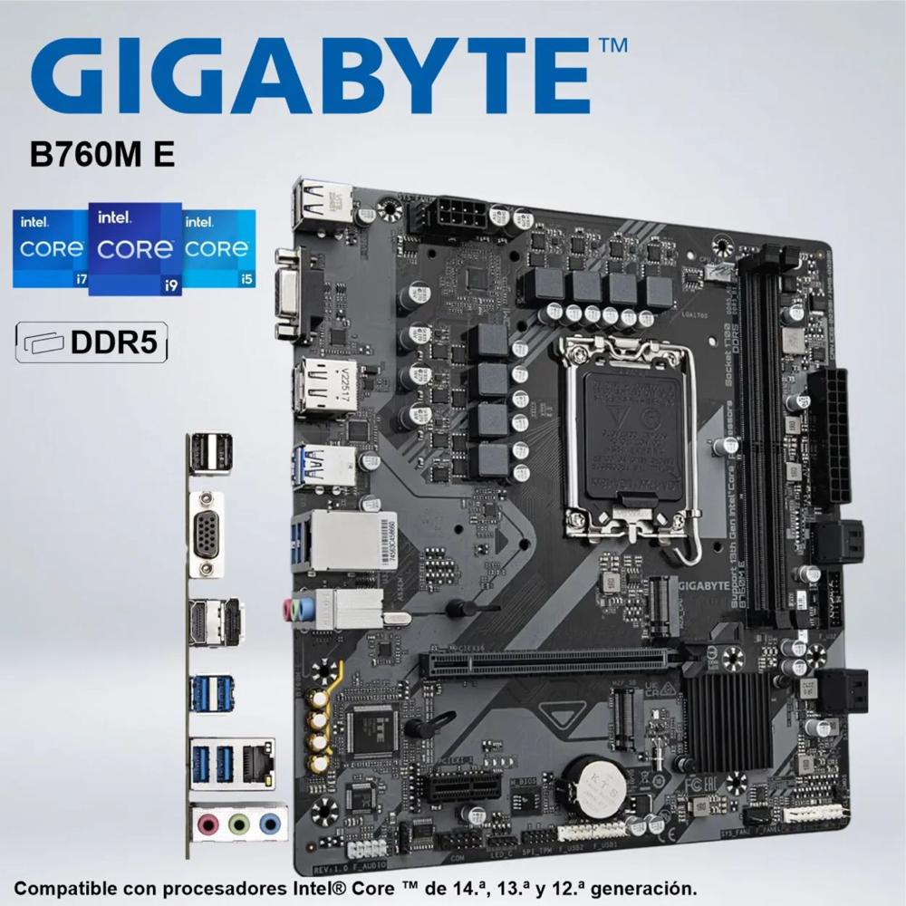 PLACA GIGABYTE B760M E INTEL CORE DDR5