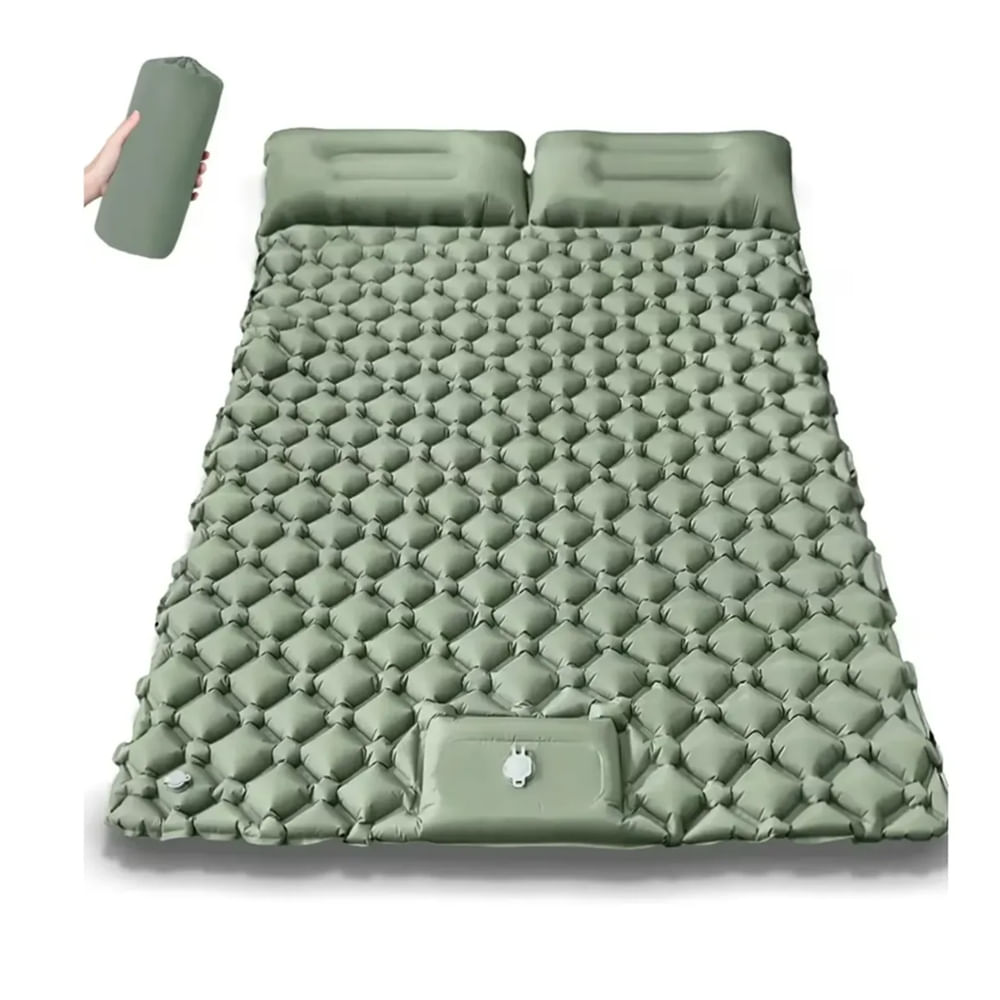 Colchoneta Inflable Ultra Ligero Para Acampar 2 Personas Verde
