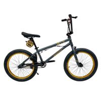 BICICLETA BMX FREESTYLE DE ALUMINIO CON ROTOR 360 Y 4 PEGS GRIS CON DORADO