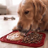 Plato Lick Mat Interactivo Antiestrés para Lamer con Doble Textura para Perros y Gatos - Rojo