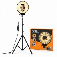 Aro de Luz LED 3 Tonos FW-261 26 cm con Soporte Celular y Trípode de 2 m