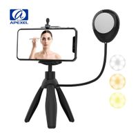 Trípode Apexel JJ21Y para Smartphone con Luz de Anillo 360° 3 Niveles Negro
