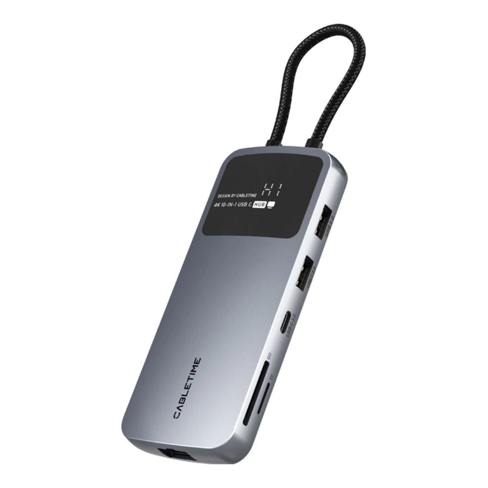 Adaptador Hub de USB-C a HDMI, Displayport, USB-A, USB-C, SD, PD, RJ-45 - CABLETIME | CB84G
