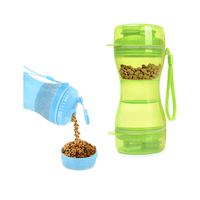 Botella Portátil 2 en 1 Para Agua y Alimento para Mascotas - Verde