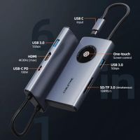 Adaptador Hub de USB-C a VGA, USB-A, SD, TF, PD, RJ-45, AUDIO 3.5 - CABLETIME | CB91G