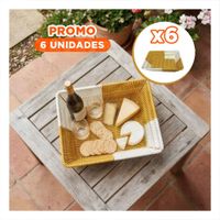 Pack6 Canastilla Mostaza y Blanco con Tejidos Abiertos YRegalo Sticker