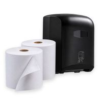 Combo Dispensador Autocorte Negro para Papel Toalla Jumbo y 2 Papel Toalla 200 mts